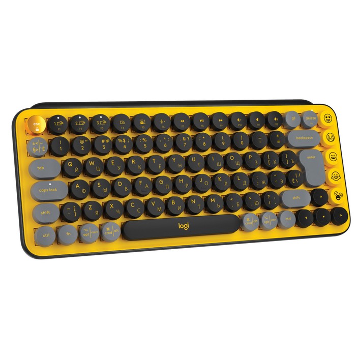 Клавиатура беспроводная Logitech POP Keys, механическая, Brown Switch, Bluetooth / USB, желтый (920-010716) - фото 1