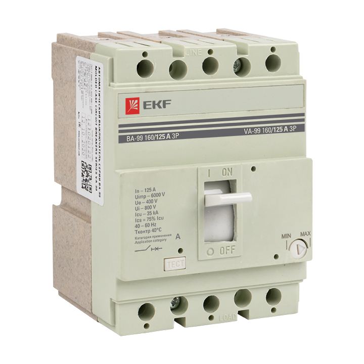 

Выключатель автоматический EKF mccb99-160-125 трехполюсный (3P/3П) 125А 35kA (mccb99-160-125), mccb99-160-125