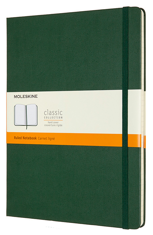 

Блокнот Moleskine CLASSIC, 190х250мм, линейка, 96 листов, зеленый (QP090K15)