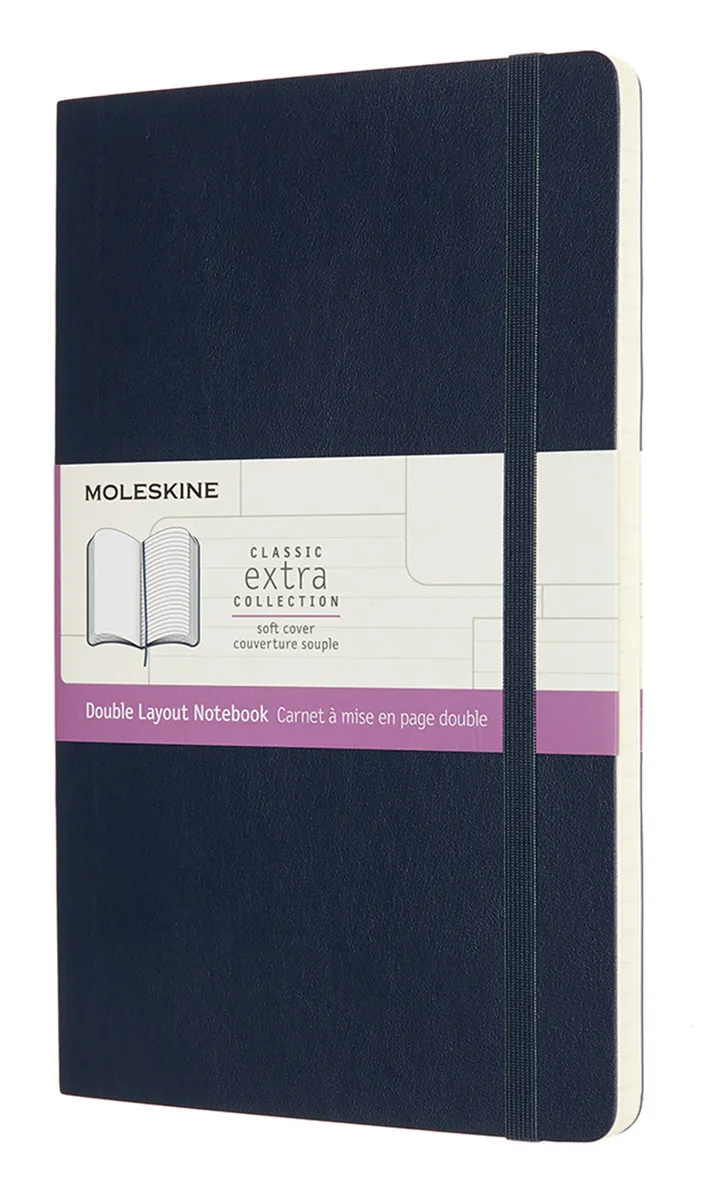 

Блокнот Moleskine CLASSIC SOFT DOUBLE, 130х210мм, линейка/нелинованный, 96 листов, синий (NB313SB20)