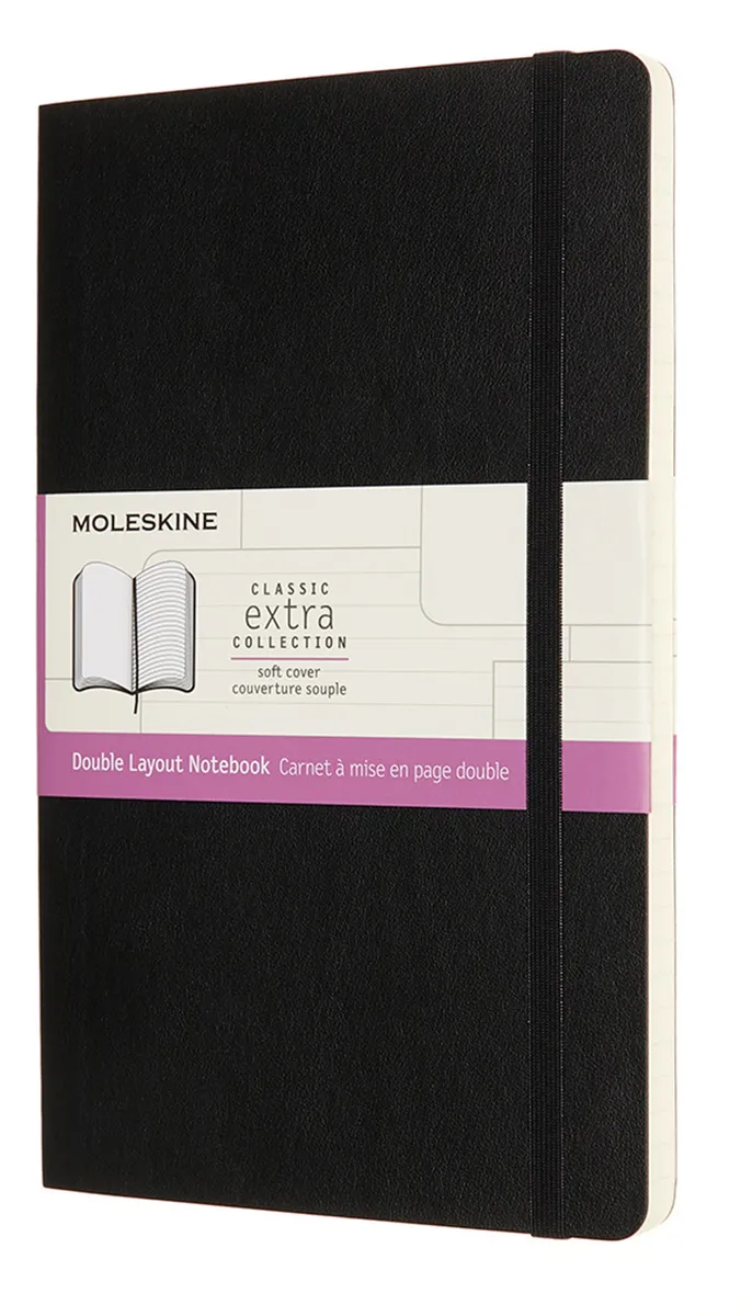

Блокнот Moleskine CLASSIC SOFT DOUBLE, 130х210мм, линейка/нелинованный, 96 листов, черный (NB313SBK)