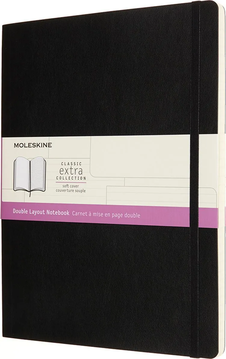 

Блокнот Moleskine CLASSIC SOFT DOUBLE, 190х250мм, линейка/нелинованный, 96 листов, черный (NB413SBK)