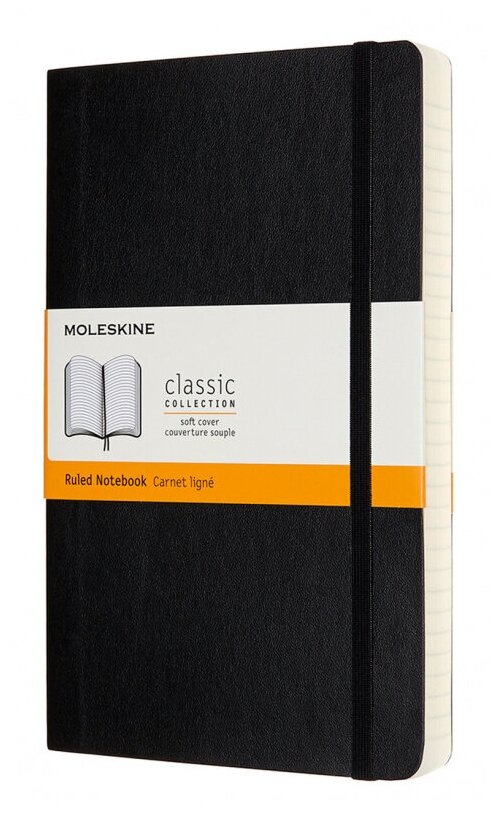 

Блокнот Moleskine CLASSIC SOFT EXPENDED, 130х210мм, линейка, 200 листов, черный (QP616EXP)