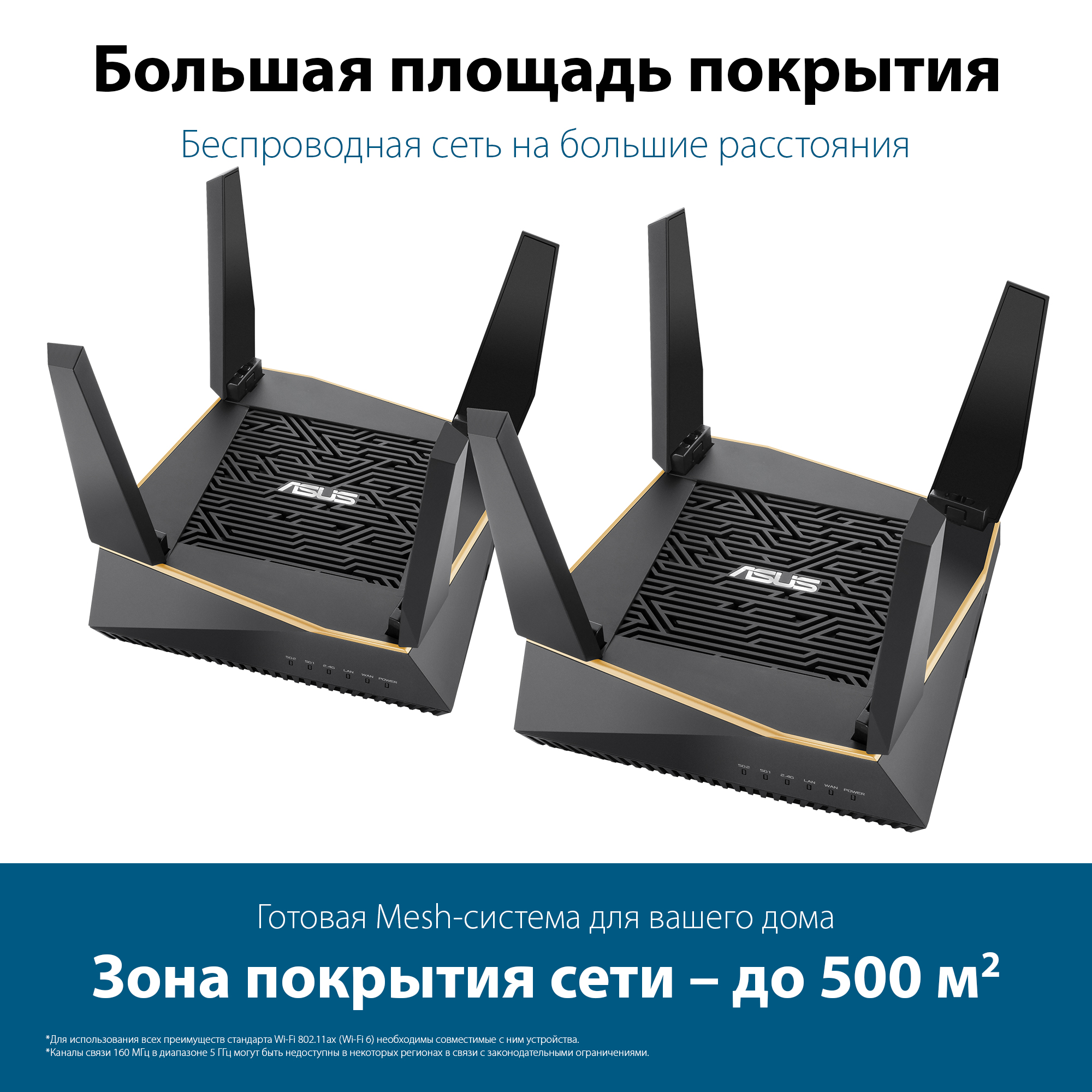 Mesh система ASUS RT-AX92U 2 Pack, до 6071 Мбит/с, комплект 2, 748065  купить по цене 38900 руб в Омске в интернет-магазине e2e4