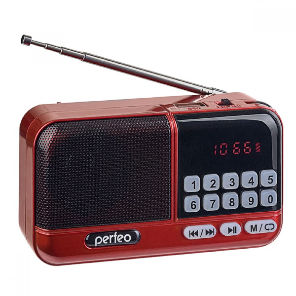 

Акустика портативная Perfeo ASPEN, 3Вт, FM, USB, microSD, красный (PF_B4058), ASPEN