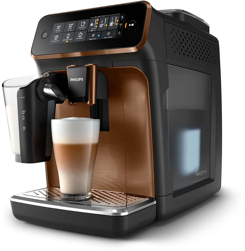 Кофемашина автоматическая Philips 3200 Series, зерновой / молотый, 1.8л, автоматический капучинатор, керамические жернова, черный/коричневый, 1500Вт (EP3146/90), цвет черный/коричневый