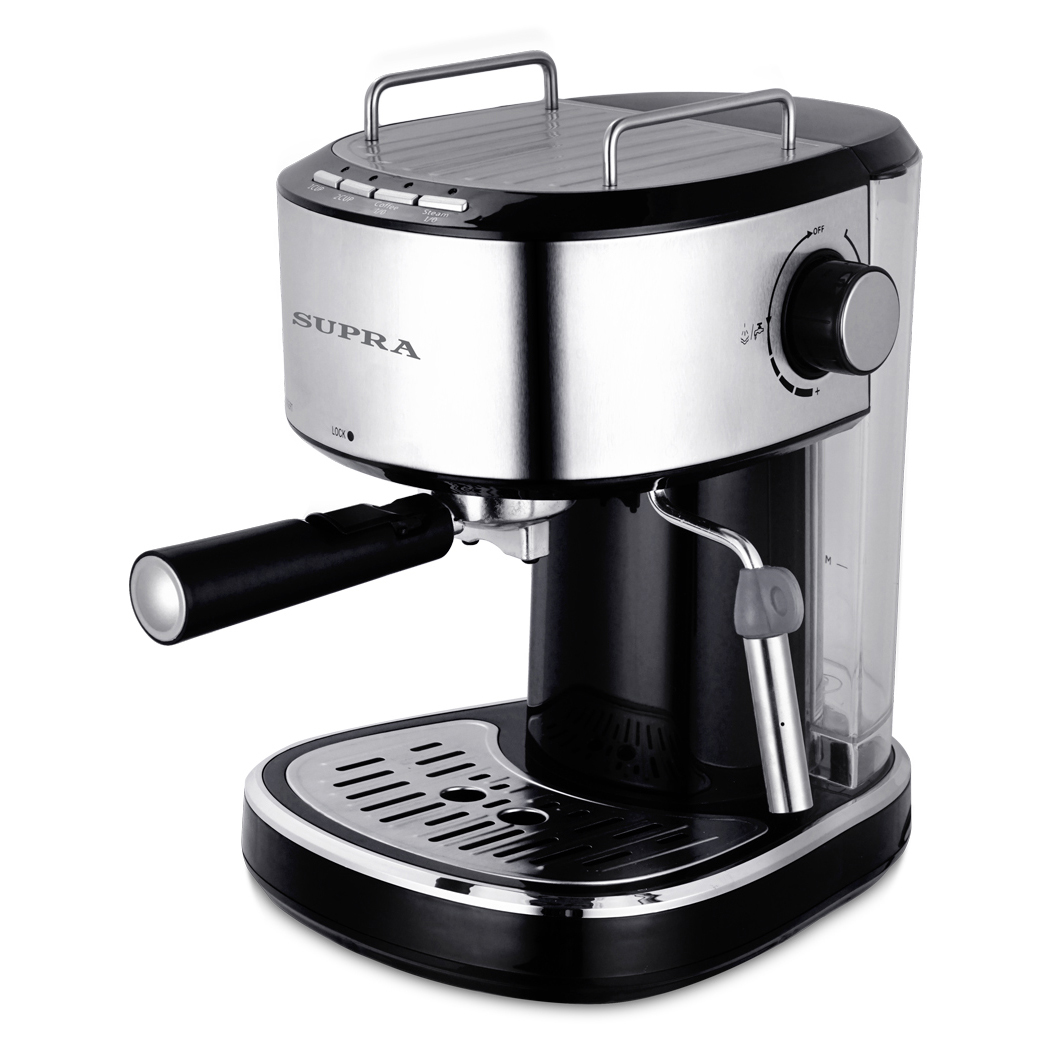

Кофеварка рожковая Supra CMS-1515, 850 Вт, кофе молотый, 1 л, ручной капучинатор, черный/серебристый, CMS-1515