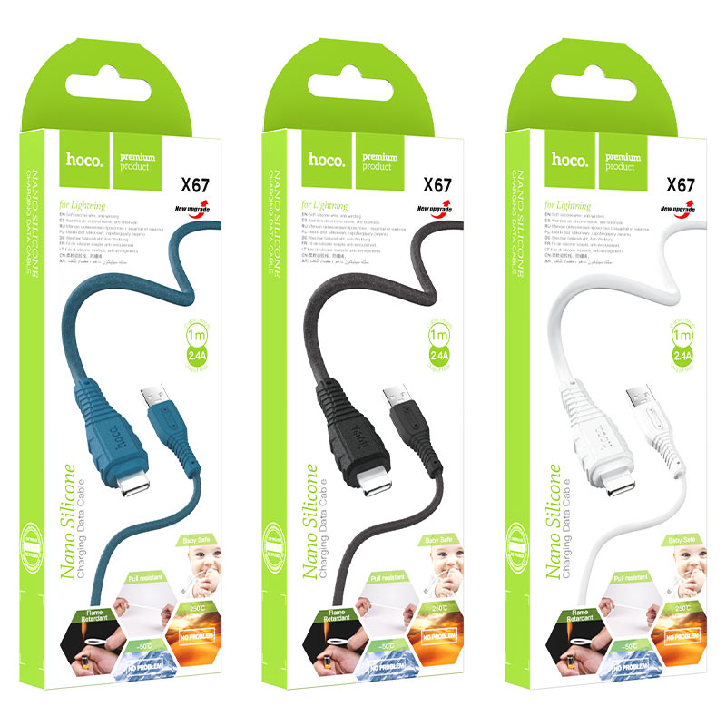 

Кабель Lightning 8-pin-USB, 2.4A, 1м, черный HOCO X67 (55810), X67