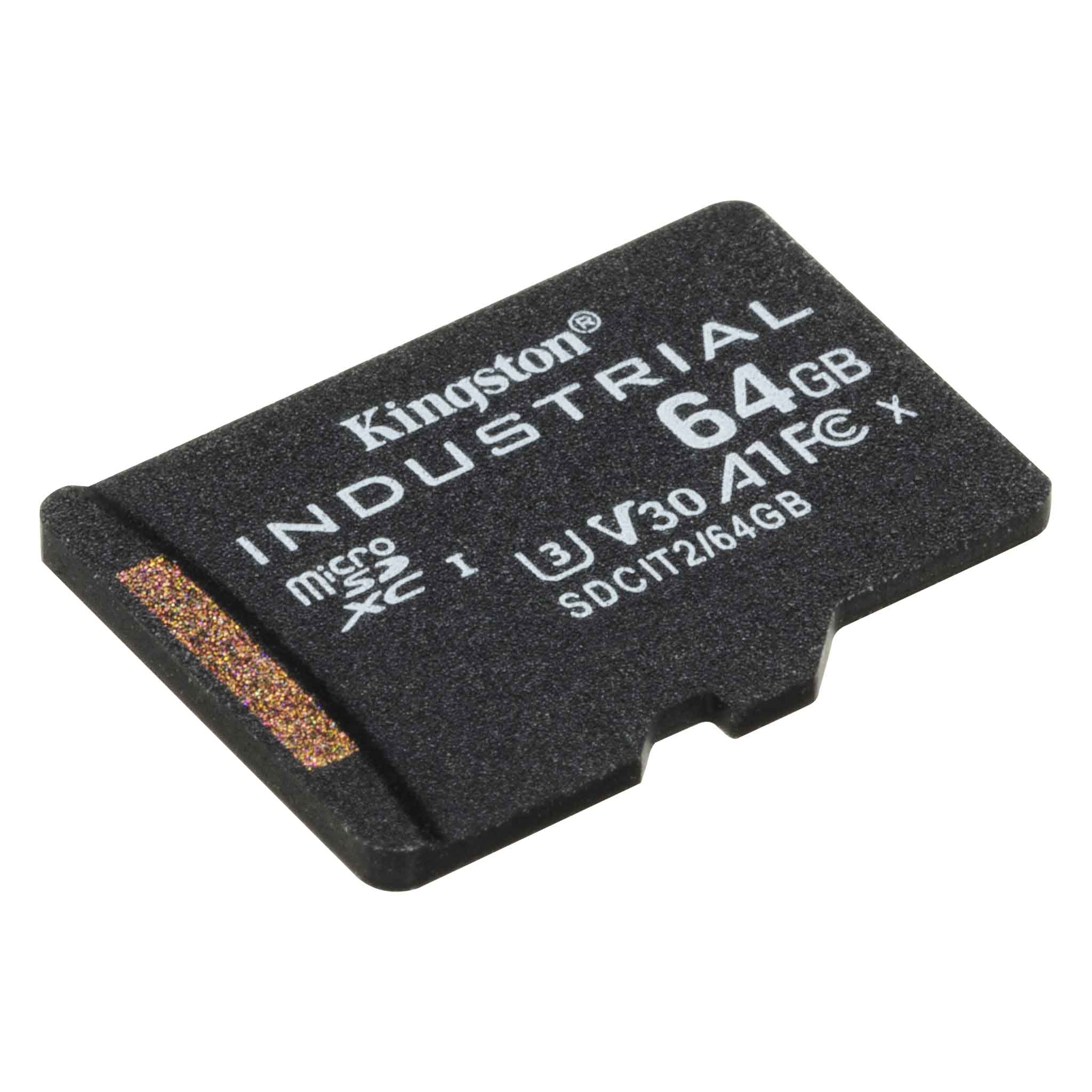 Карта памяти промышленная 64Gb microSDXC Kingston Industrial UHS-I U3 V30 A1 (SDCIT2/64GBSP)