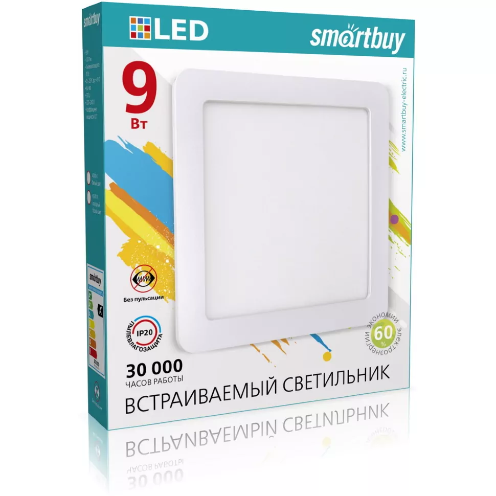 

Светильник потолочный светодиодный DL , 9Вт, 4000K, 720лм, встраиваемый, IP20, SMARTBUY (SBL-DLSq-9-4K), DL