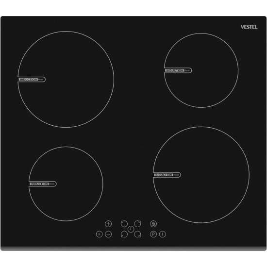 

Индукционная варочная панель Vestel VHI64201B 4 конфорки, черный (VHI64201B), Черная, VHI64201B