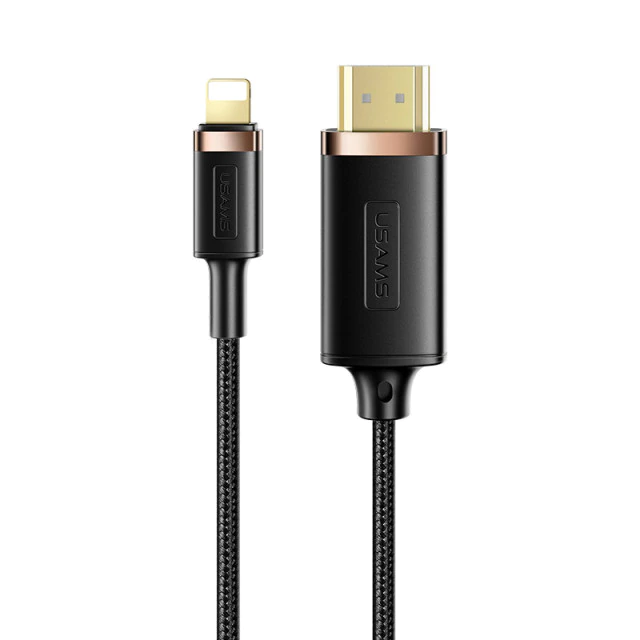 

Кабель-переходник (адаптер) Lightning 8-pin(M)-HDMI(19M) v1.4, 2 м, черный USAMS US-SJ509 (SJ509HD01), US-SJ509