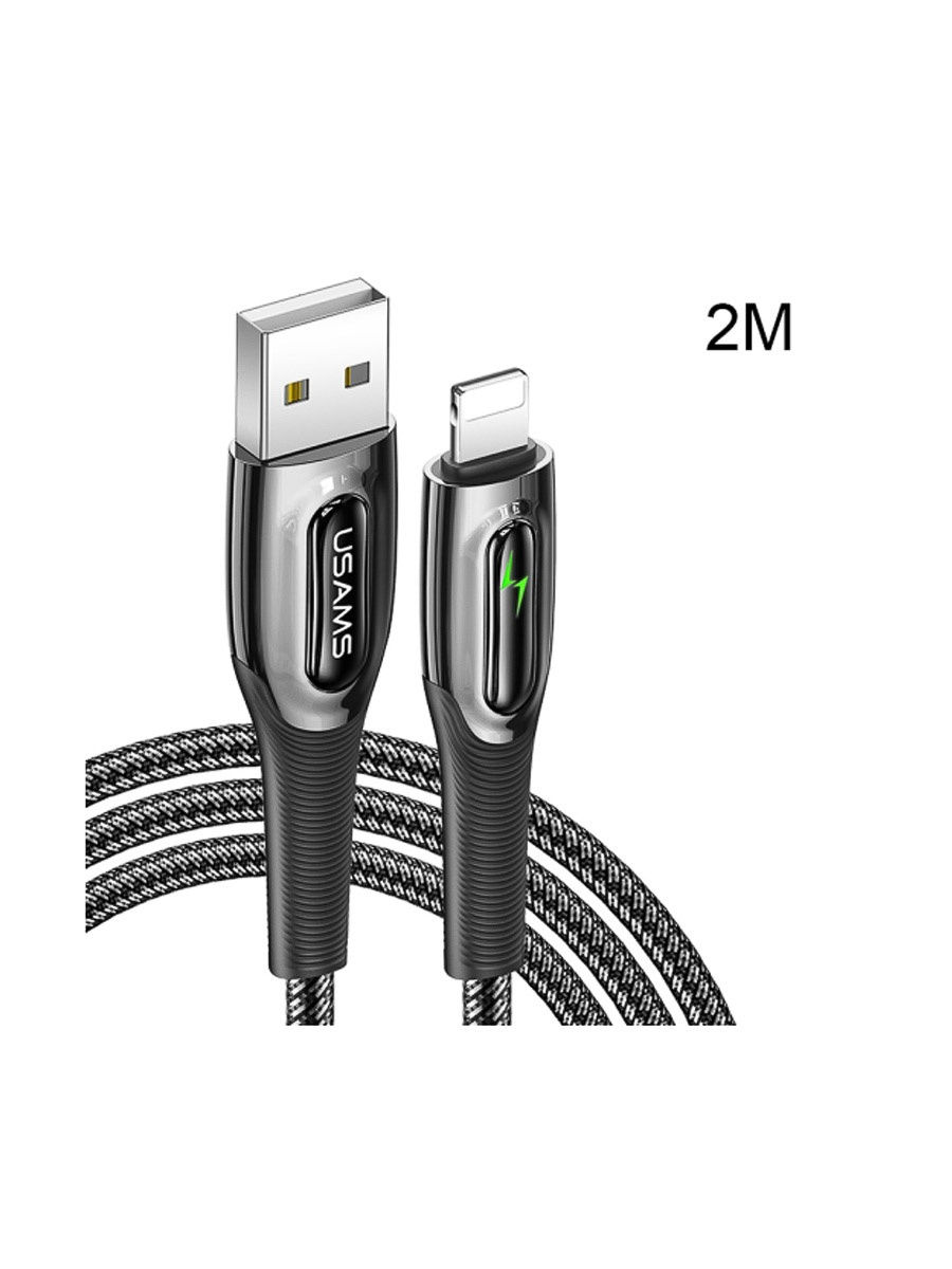 

Кабель Lightning 8-pin(m)-USB 2.0(Am), 2.4A, 2м, черный USAMS Raydan Series US-SJ470 (6958444922836), US-SJ470