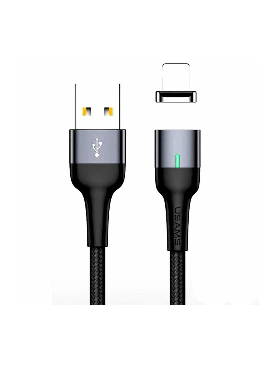 

Кабель Lightning 8-pin(m)-USB 2.0(Am), 2.4A, 1м, черный USAMS U28 US-SJ326 (6958444965949), US-SJ326