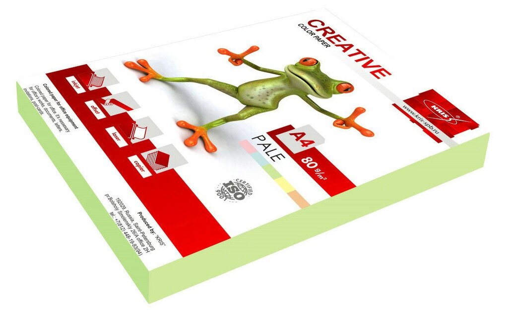 

Бумага A4 80 г/м² 250 листов, зеленый пастель Creative COLOR БПPR-250З (975943), БПPR-250З