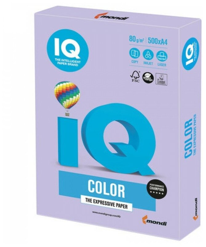 

Бумага A4 80г/м² 500 листов, бледно-лиловый, IQ COLOR LA12 (1643783), LA12