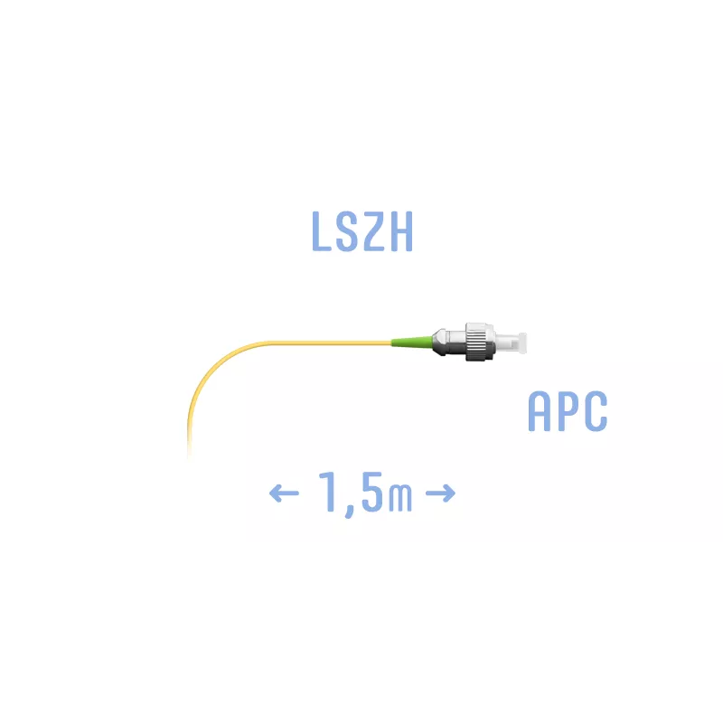 Пигтейл SNR, FC/APC, одномодовый, 9/125, G.652.D, одинарный, 1.5м, желтый (pigtail FC/APC SM 1.5 m)