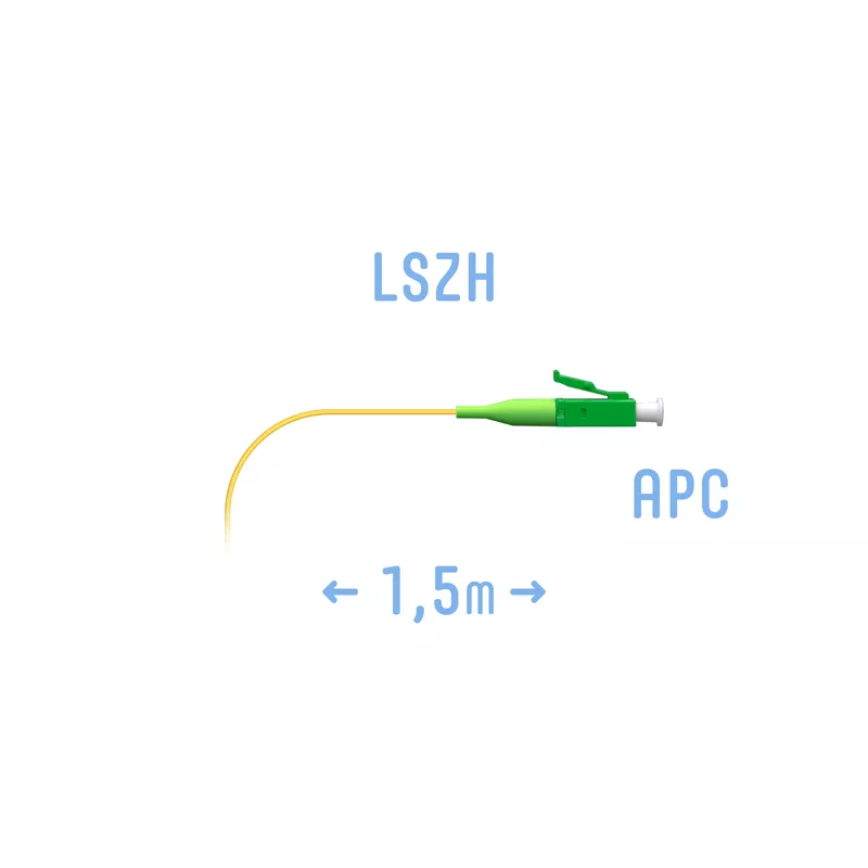 Патч-корд волоконно-оптический SNR, LC, одномодовый, 9/125, G.652.D, одинарный, 1.5м, желтый (pigtail LC/APC SM 1.5 m)