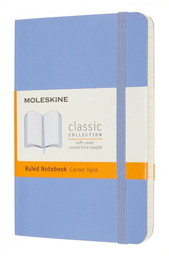 

Блокнот Moleskine CLASSIC SOFT, 90x140мм, линейка, 96 листов, голубая гортензия (QP611B42)