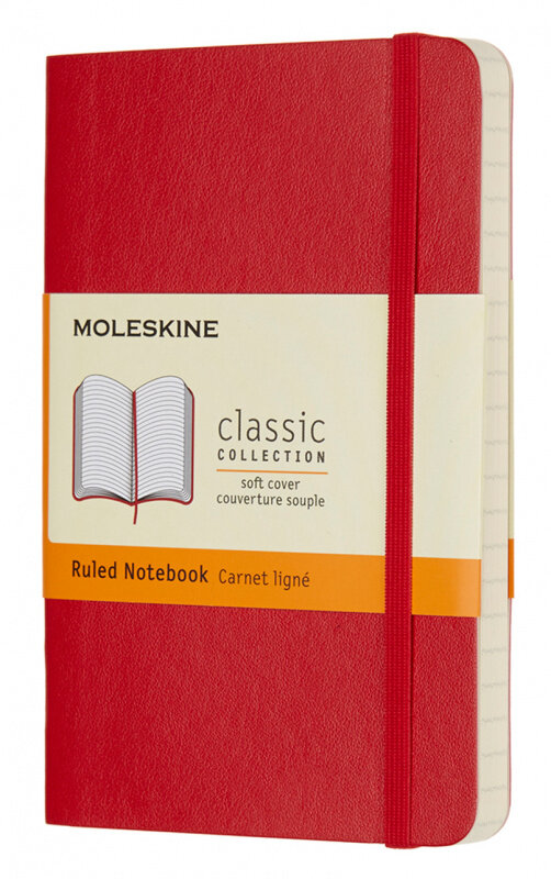 

Блокнот Moleskine CLASSIC SOFT, 90x140мм, линейка, 96 листов, красный (QP611F2)