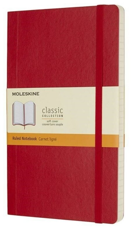 

Блокнот Moleskine CLASSIC SOFT, 130х210мм, линейка, 96 листов, красный (QP616F2)