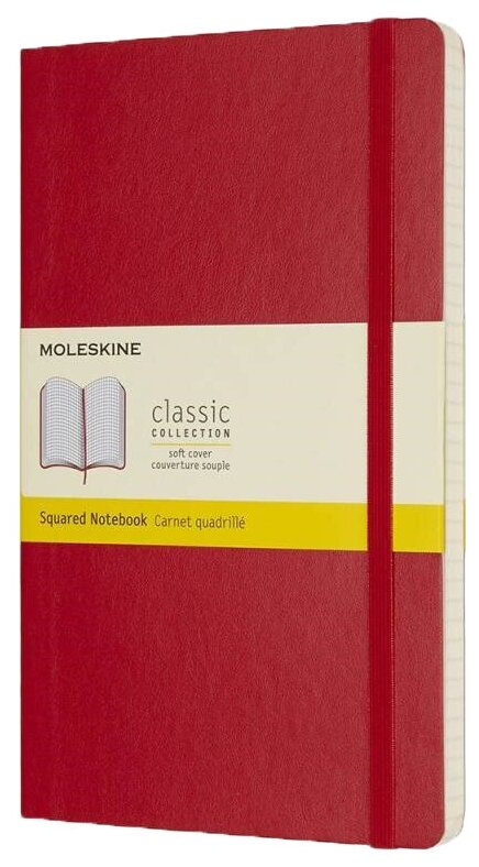 

Блокнот Moleskine CLASSIC SOFT, 130х210мм, клетка, 96 листов, красный (QP617F2)
