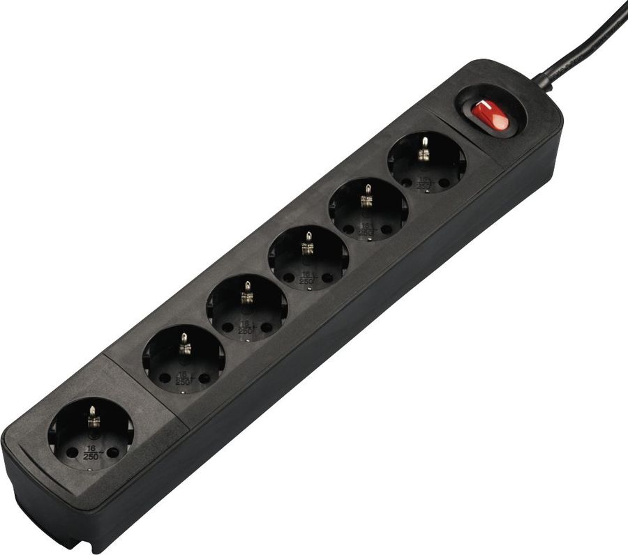 

Удлинитель Hama TIDY-Line H-137366, 6-розеток, 1.5м, черный (00137366), H-137366
