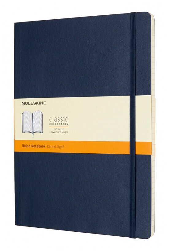 

Блокнот Moleskine CLASSIC SOFT, 190х250мм, линейка, 96 листов, сапфировый (QP621B20)