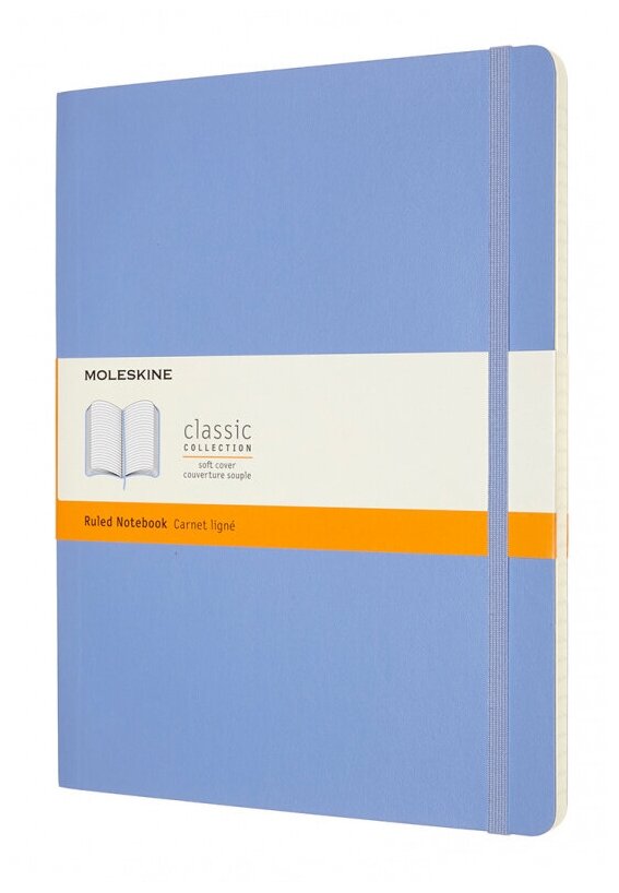 

Блокнот Moleskine CLASSIC SOFT, 190х250мм, линейка, 96 листов, голубая гортензия (QP621B42)