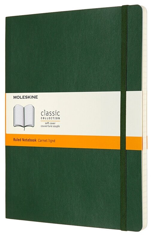 

Блокнот Moleskine CLASSIC SOFT, 190х250мм, линейка, 80 листов, зеленый (QP621K15)