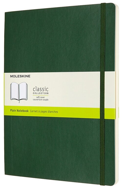 

Блокнот Moleskine CLASSIC SOFT, 190х250мм, без линовки, 96 листов, зеленый (QP623K15)