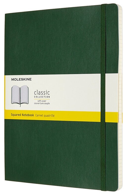

Блокнот Moleskine CLASSIC SOFT, 190х250мм, клетка, 96 листов, зеленый (QP622K15)