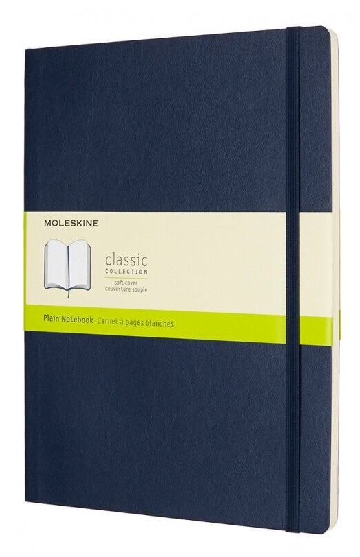 

Блокнот Moleskine CLASSIC SOFT, 190х250мм, без линовки, 96 листов, сапфировый (QP623B20)