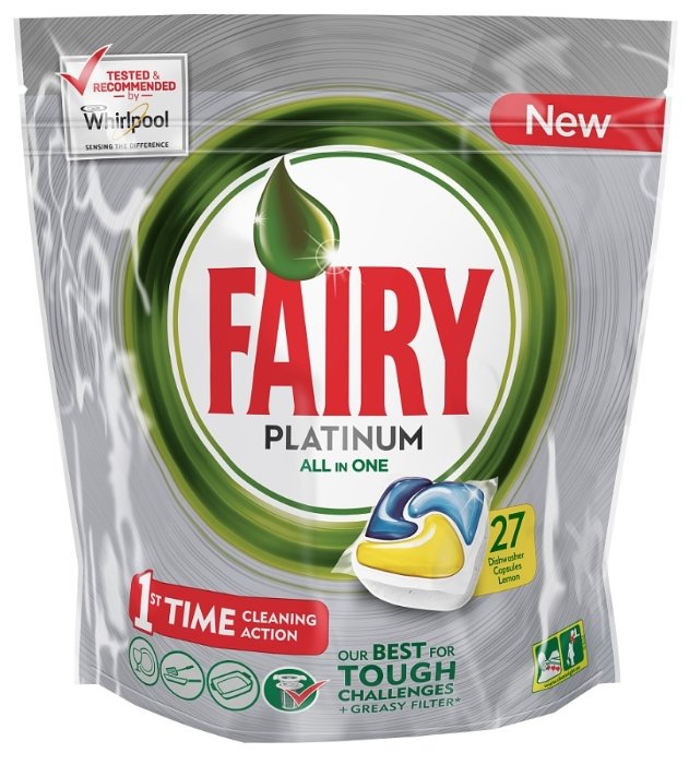 

Капсулы для посудомоечной машины Fairy Platinum All in One, 27 шт. (FR-81576785), All in One
