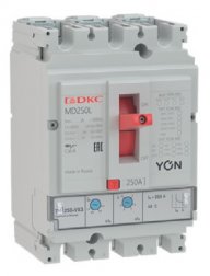 

Выключатель автоматический DKC YON MD250N-TM100 трехполюсный (3P/3П) 100A 40кА (MD250N-TM100), YON MD250N-TM100