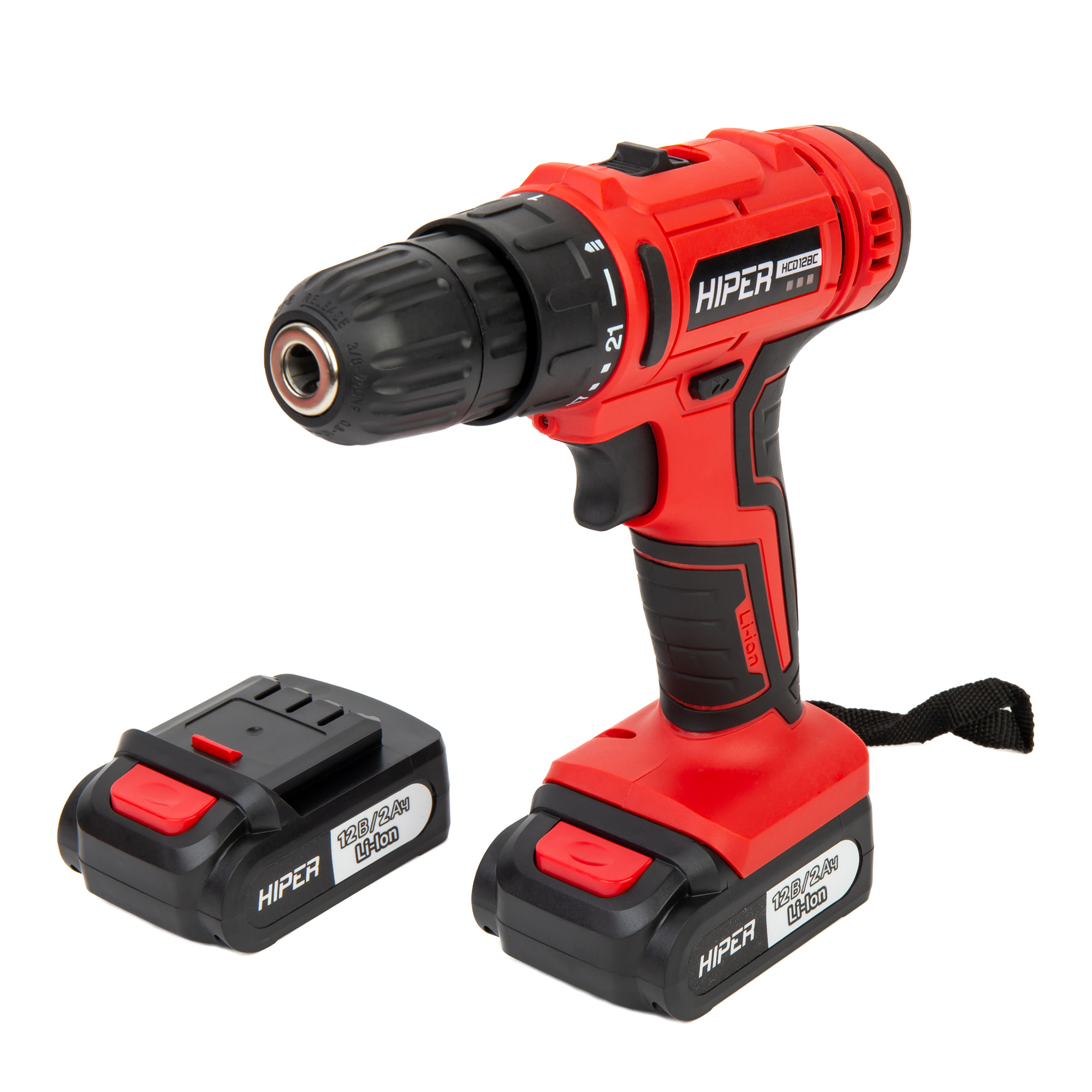 

Дрель-шуруповерт Hiper HCD12BC, аккумуляторный, 30 нм, 1350 об/мин, 12V, 2 А·ч, Li-Ion, два акб, быстрозажимной патрон, кейс, HCD12BC