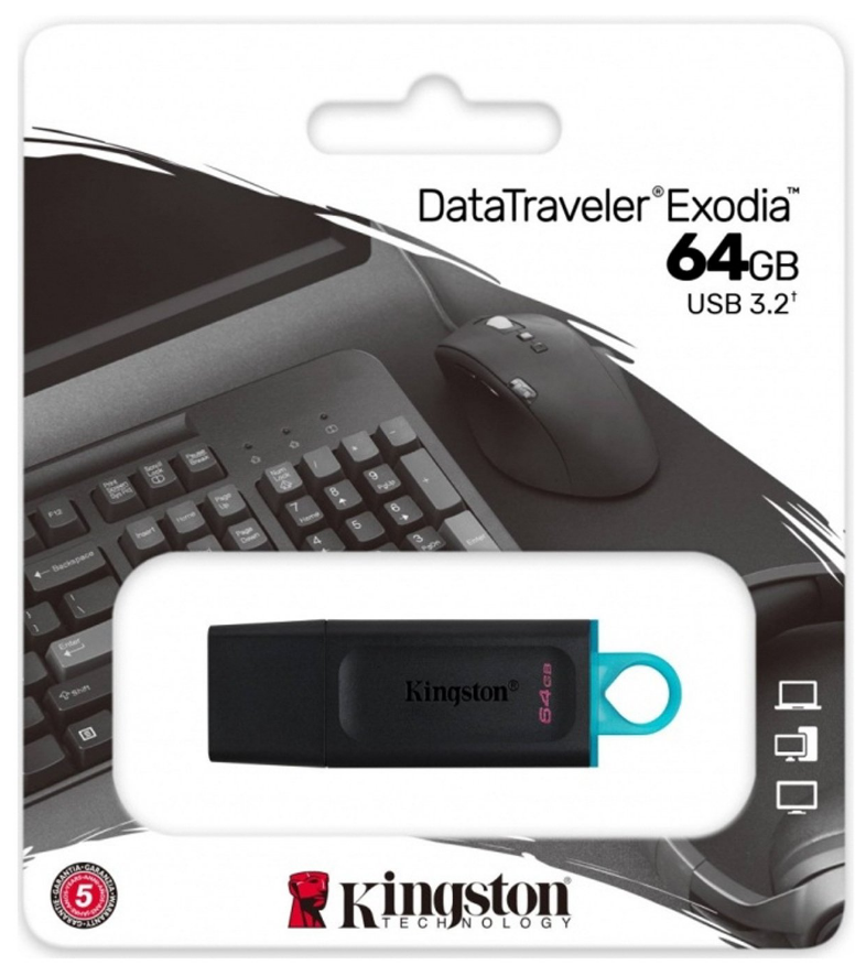 Флешка 64Gb USB 3.1 Kingston DataTraveler Exodia, черный/голубой