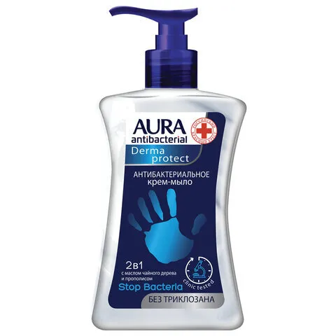 

Крем-мыло AURA DERMA PROTECT Чайное дерево с прополисом, антибактериальное, увлажняющее, 250мл, 250г, 1шт. (9963), Чайное дерево с прополисом