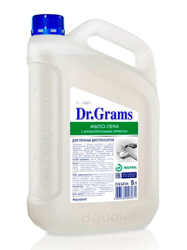 

Мыло-пенка DR.GRAMS, антибактериальное, 5л, 5кг, 1шт. (106071)