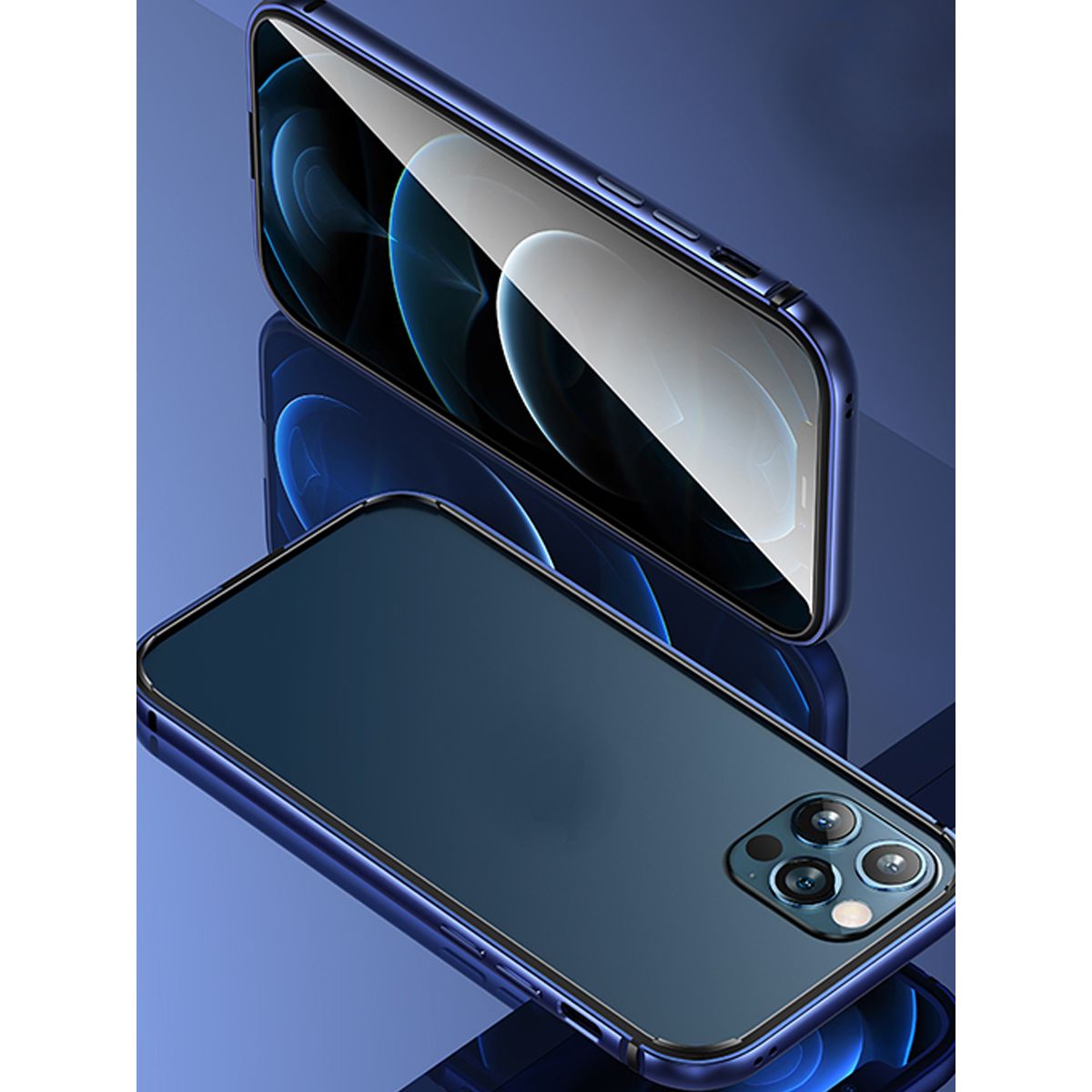 Чехол-накладка Usams Fellwell Series US-BH635 для смартфона Apple iPhone 12 Pro Max, алюминий, TPU, синий