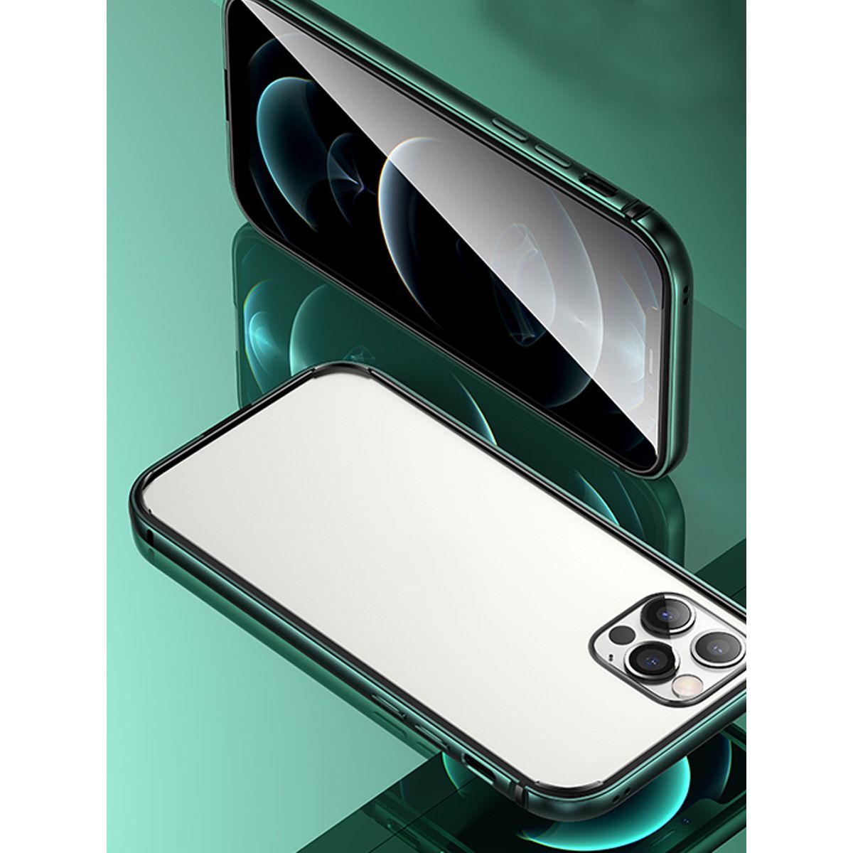 Чехол-накладка Usams Fellwell Series US-BH635 для смартфона Apple iPhone 12 Pro Max, алюминий, TPU, темно-зеленый - фото 1