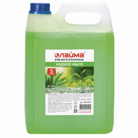 

Жидкое мыло LAIMA PROFESSIONAL Алоэ и зеленый чай, увлажняющее, 5л, 1шт. (601431), Алоэ и зеленый чай
