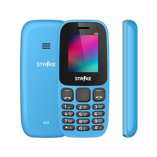

Мобильный телефон Strike A13, 1.77" 160x128 TFT, 32Mb RAM, 32Mb, BT, 2-Sim, 600 мА·ч, micro-USB, синий, A13