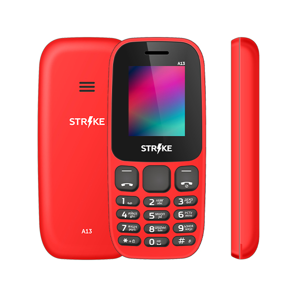 

Мобильный телефон Strike A13, 1.77" 160x128 TFT, 32Mb RAM, 32Mb, BT, 2-Sim, 600 мА·ч, micro-USB, красный, A13