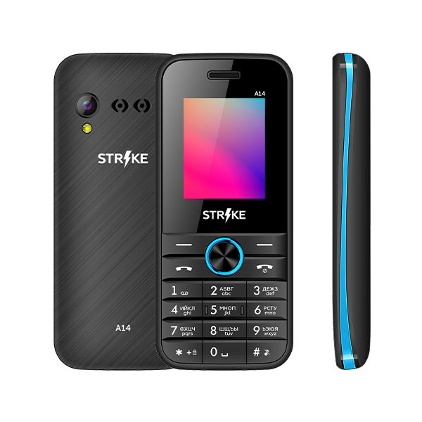 

Мобильный телефон Strike A14, 1.77" 160x128 TFT, 32Mb RAM, 32Mb, BT, 1xCam, 2-Sim, 600 мА·ч, micro-USB, черный/синий, A14