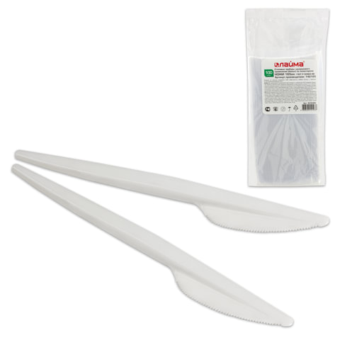Нож Лайма Стандарт, пластик, 16.5см, 100шт., белый (603080)