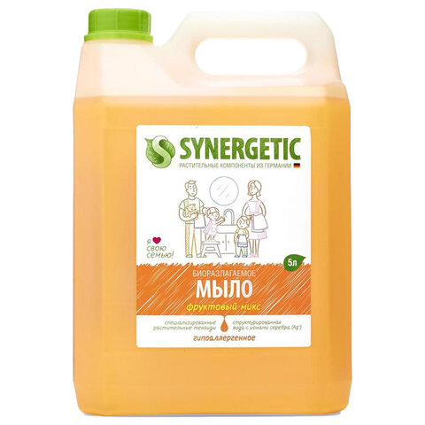 

Жидкое мыло SYNERGETIC Фруктовый микс 105502, гипоаллергенное, 5 л (608029), 105502
