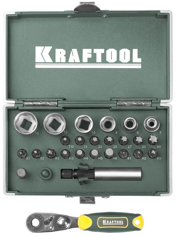 Набор бит в боксе с мини-трещоткой Kraftool X-Drive, 26шт. (26065-H26)