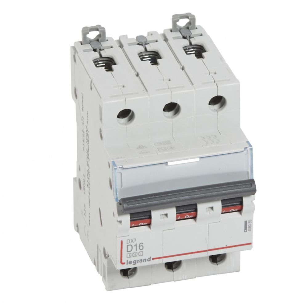 

Выключатель автоматический Legrand DX3 трехполюсный (3P/3П) 16А D 6kA/10kA (408089)