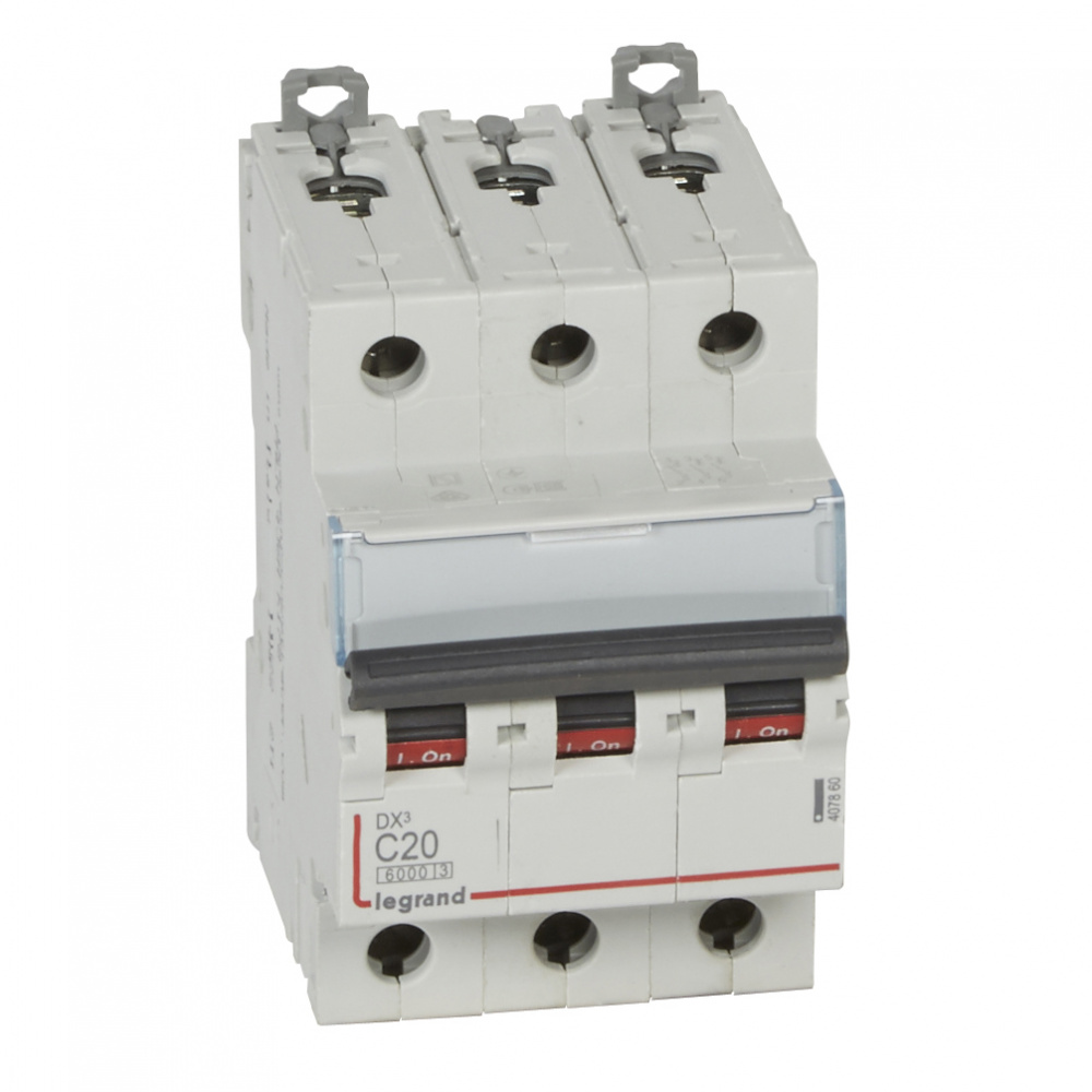 

Выключатель автоматический Legrand DX3 трехполюсный (3P/3П) 20А C 6kA/10kA (407860)